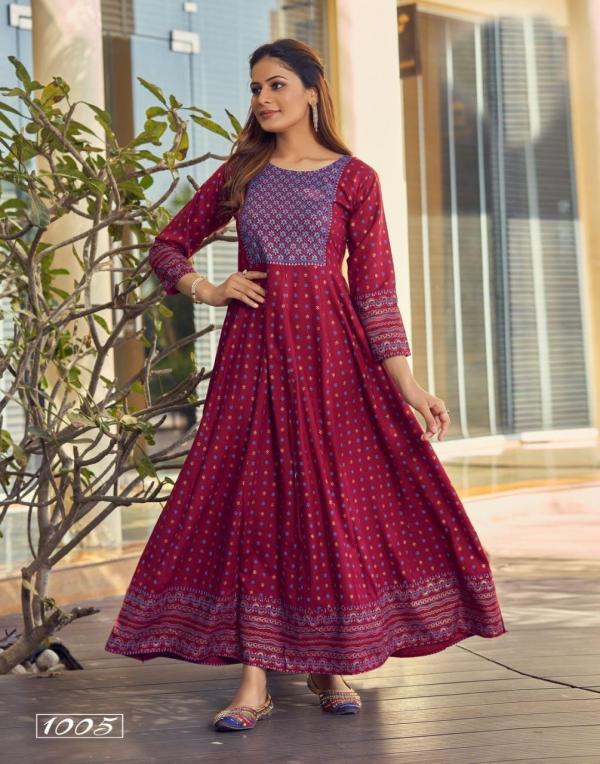 Anarkali 09 New Foil Print Rayon Long Kurti Collection